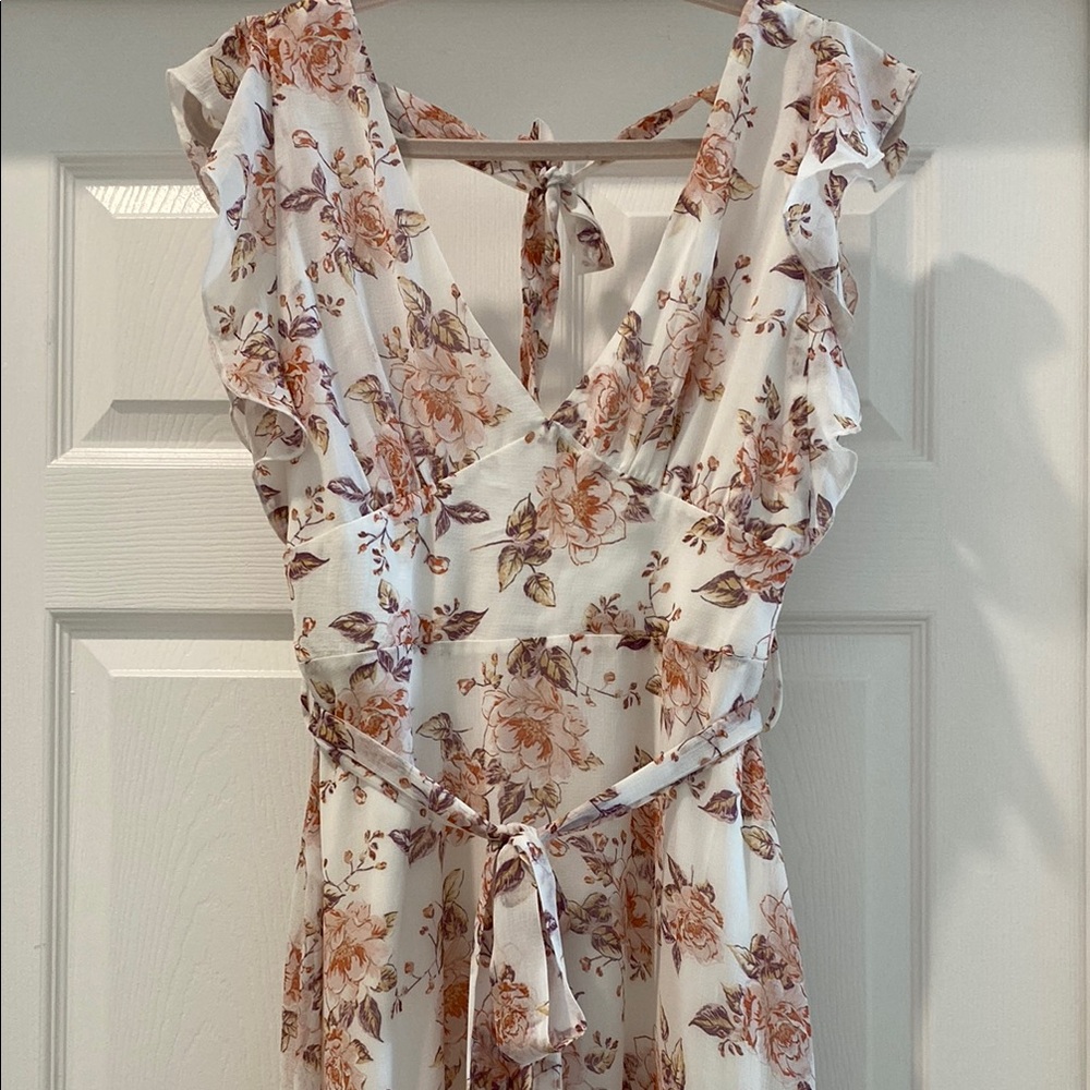 Altar'd State Pink and Orange Ruffled Wrap Sundress
